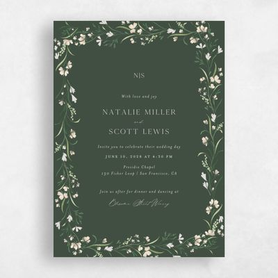 Green Floral Wedding Invitation - Mirtillo Classic
