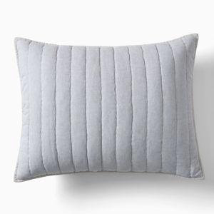 European Flax Linen Cotton Pick Stitch Standard Sham - Full/Queen - Arctic Blue