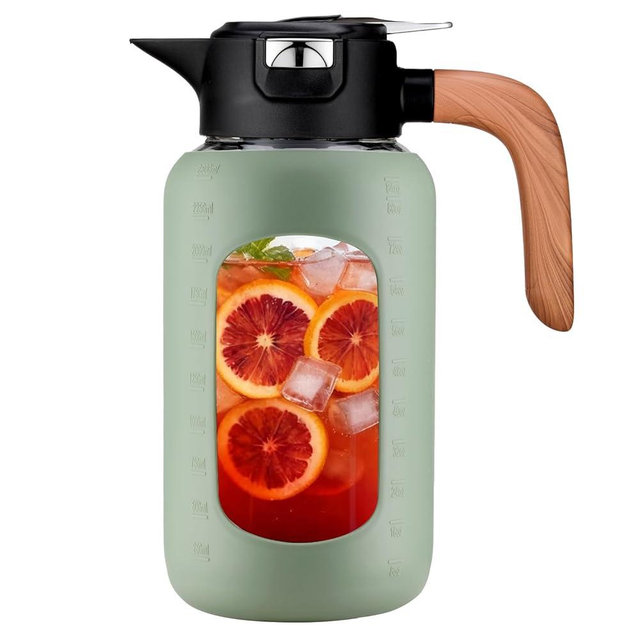 84 oz/2.5 Liter Glass Pitcher with Lid and Handle, Glass Carafe/Jug for Hot/Cold Water, Large Iced Tea Pitcher for Coffee, Juice and Homemade Beverage