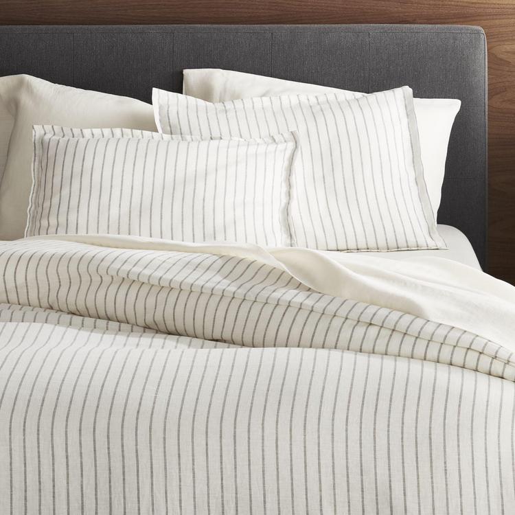 Crate And Barrel Linen Wide Stripe Duvet Cover Zola