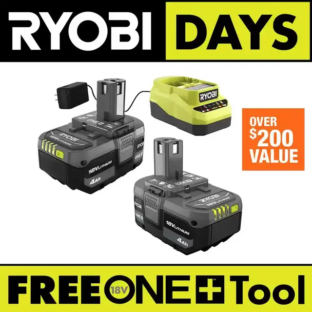 ONE+ 18V Lithium-Ion 4.0 Ah Battery (2-Pack) and Charger Kit