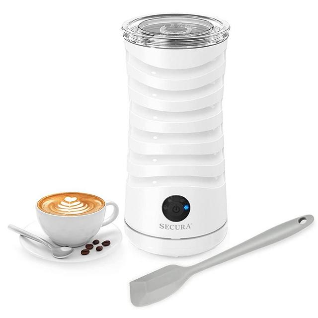 Secura Electric Milk Frother, Automatic Milk Steamer, 4-IN-1 Hot & Cold Foam Maker-8.4oz/240ml Milk Warmer for Latte, Cappuccinos, Macchiato with Silicone Spatula, Silent Working & Automatic off