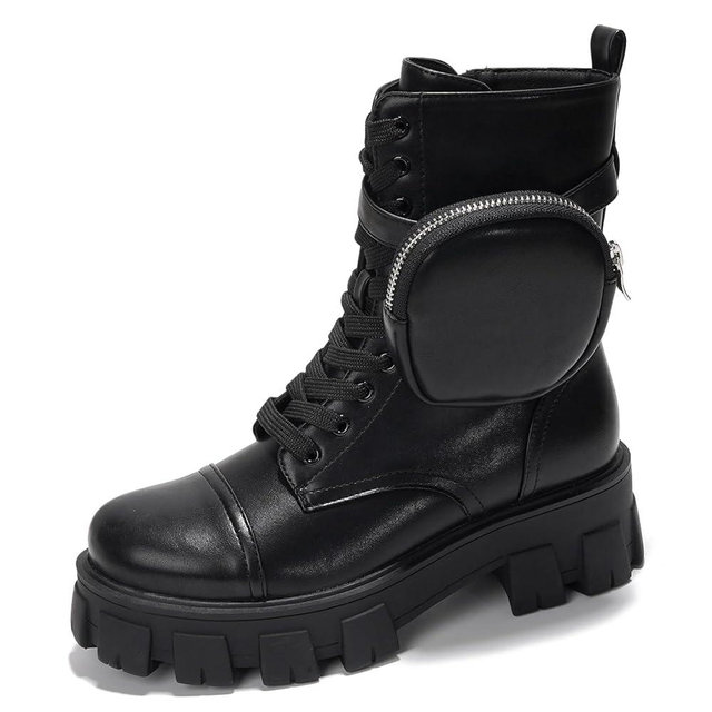 Cape Robbin Women's Combat Boots - Ankle Booties with Side Zipper, Pouch, Chunky Platform & Lace-Up Design (Monalisa)
