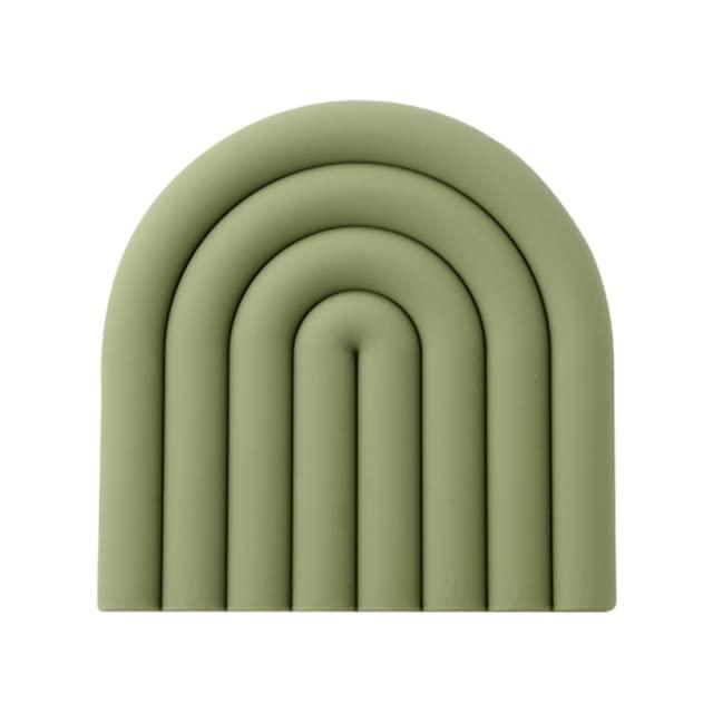 monomono Aesthetic & Colorful Silicone Trivets for Hot Pots and Pans, Pot Holders, Modern Heat Resistant Mats for Countertop, Hot Pads, Multi-Purpose Trivet Mat, Spoon Rest, Set of 2 (Muted Green)
