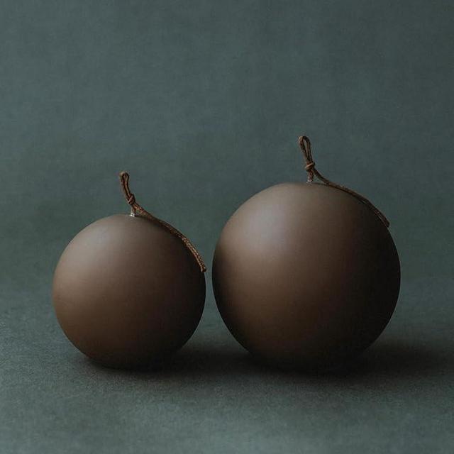 LAWA Sphere Set of 2 Candle - Beautiful Handmade Pillar Scented Soy Wax Elegant Aesthetic Candle Housewarming Gift Home Room Shelf Decor Idea (Kobicha, Set of 2)