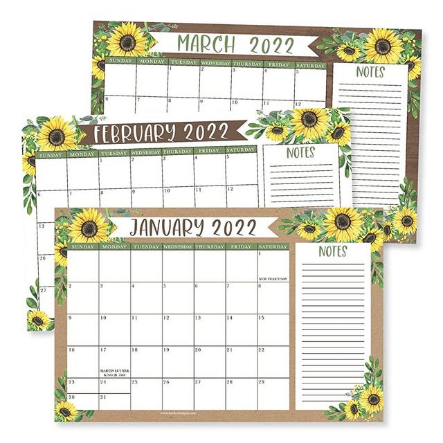 Large Desk Calendar 2022-2023 - Sunflower Calendar 2022 Desk Calendars 2022, Academic Wall Calendar 2022-2023 Large Desktop Calendar 2022 Desk Calendar 11x17, 18 Month Large Wall Calendar 2022-2023