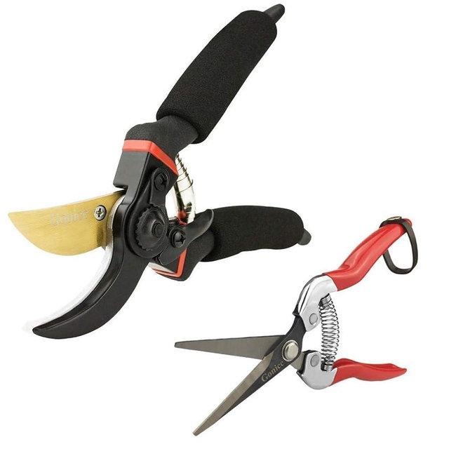 gonicc 8" Professional Premium Titanium Bypass Pruning Shears (GPPS-1003) and Micro-Tip Pruning Snip (GPPS-1008), Hand Pruners, Garden Clippers.