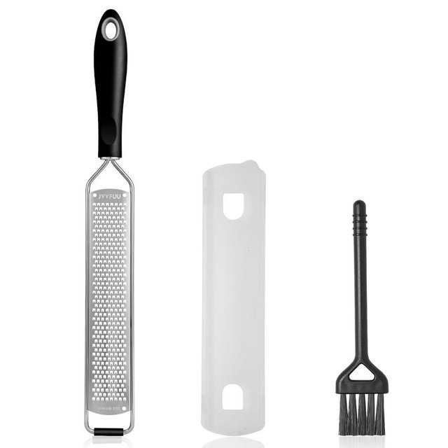 JVVFUU Premium Lemon Zester Grater,Kitchen Tool for Parmesan Cheese, Lemon, Ginger, Garlic, Nutmeg, Chocolate, Vegetables, Fruits,Sharp Stainless Steel Blade,Dishwasher Safe (Black)