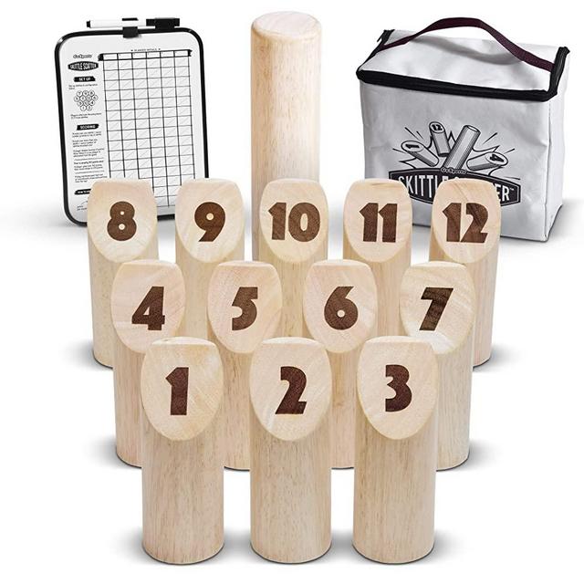 GoSports Skittle Scatter Numbered Block Toss Game with Scoreboard and Tote Bag | Fun Outdoor Game for All Ages