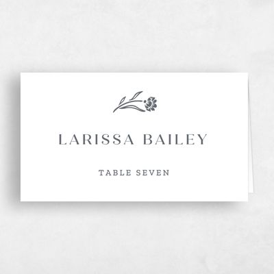 White Bordered Wedding Place Card - Basel