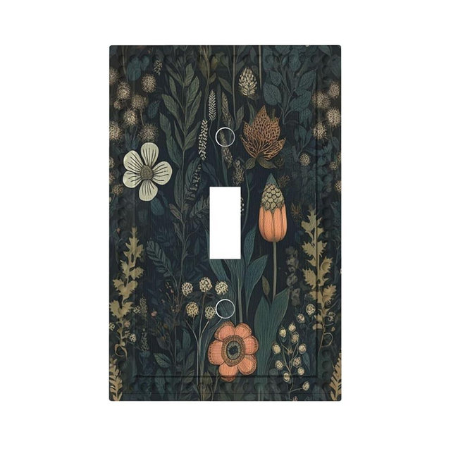 HLCoChT Decorative Art Light Switch Covers Enchanted Dark - hued Floral Wilderness Single Toggle Wall Plate Decorative Switchcover Electrical Switchplate