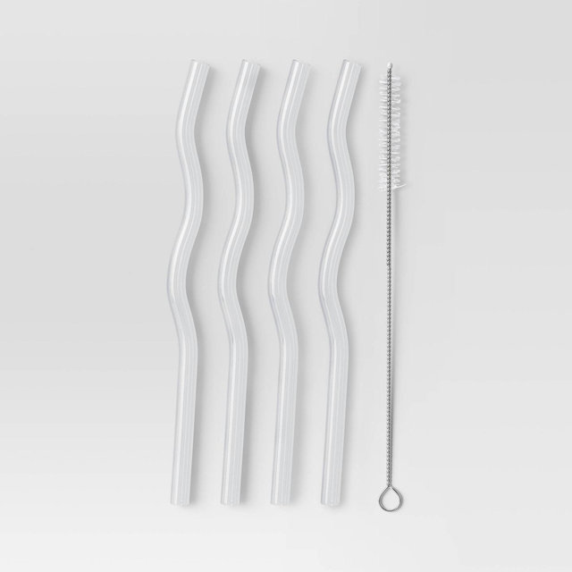 4pk Tritan Glass Straws Clear - Room Essentials™