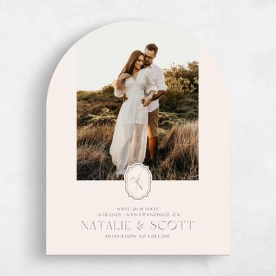 Beige Arch Wedding Save the Date - Korina Photo