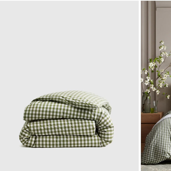 Classic Organic Percale Gingham Duvet Cover