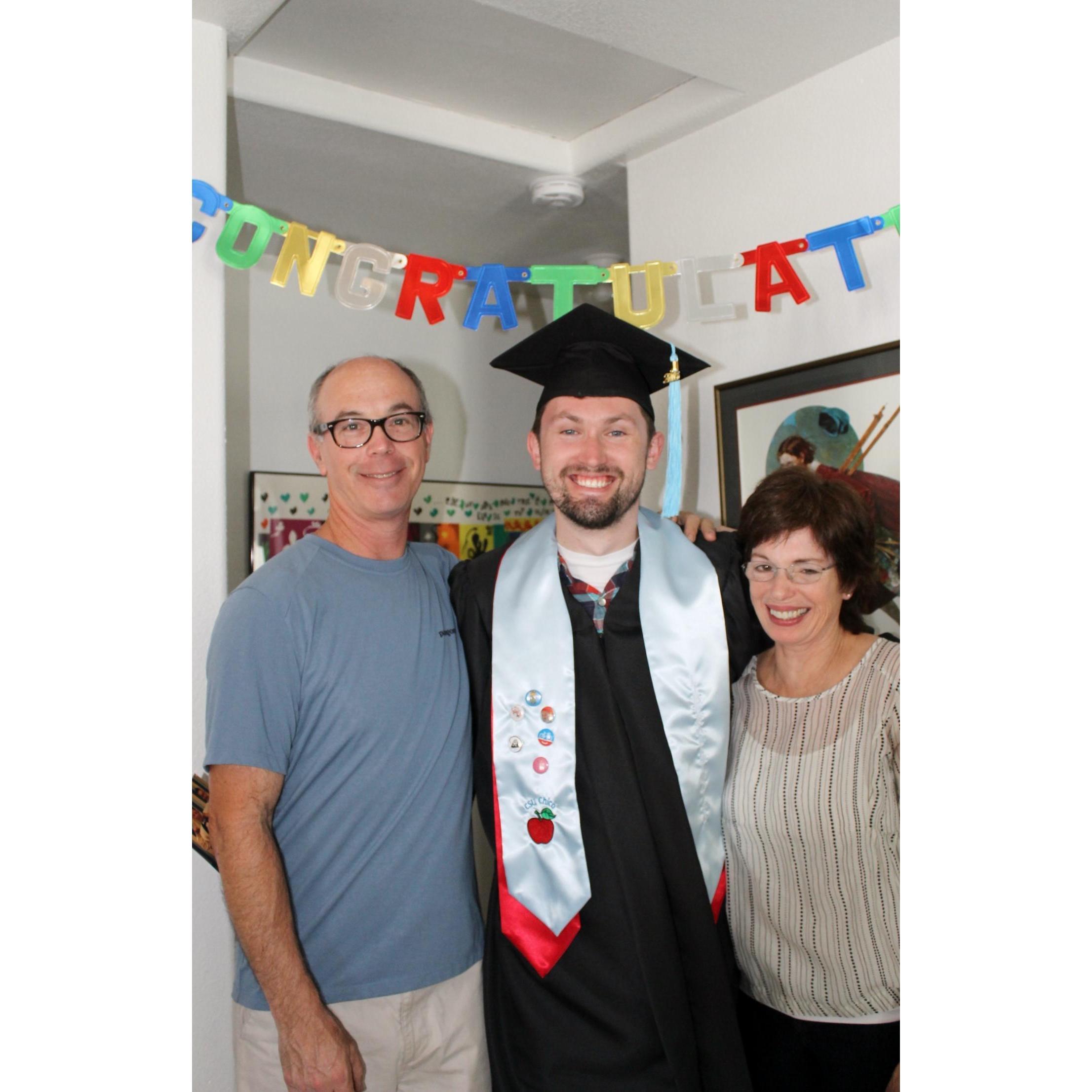 Derek's graduation with his Bachelor's degree with Geri and Larry. -2016