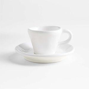 Sorrento 2.36-oz. White Espresso Cup and Saucer | Crate & Barrel