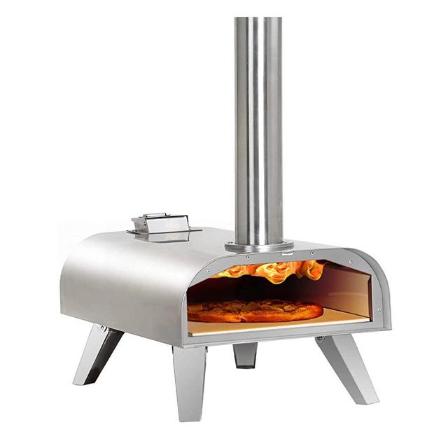 BIG HORN OUTDOORS Pizza Oven Outdoor Wood Pellet Burning, Portable Stainless Steel Pizza Maker for Garden, Outside, Backyard