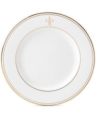 Federal Gold Monogram Salad Plate, Block Letters "T"