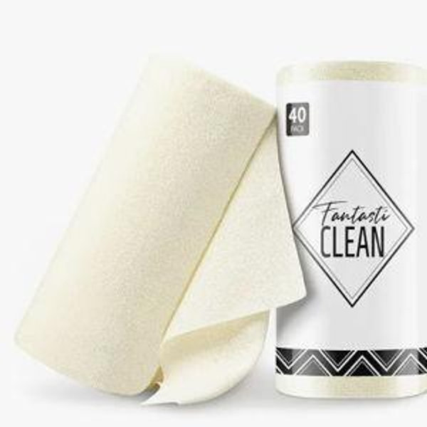 Fantasticlean Microfiber Cleaning Cloth Roll -75 Pack, Tear Away Microfiber Towels, 12" x 12", Reusable, Washable, Scratch Free, Ultra Absorbent Dish Rags for Car, Home, Garage or Shop (White)