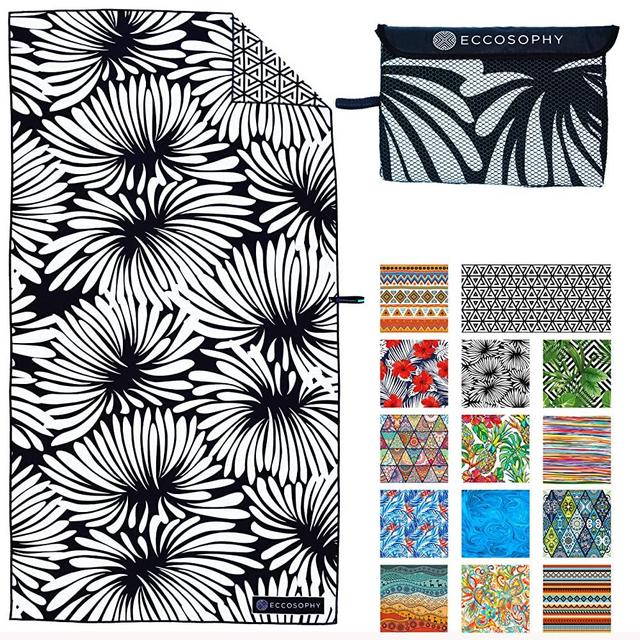 ECCOSOPHY Microfiber Beach Towel - Quick Dry Pool Towels 71x35 inches Oversized Travel Towel - Lightweight Compact Beach Accessories - Large Sand Free Micro Fiber Beach Towels (Lovina)