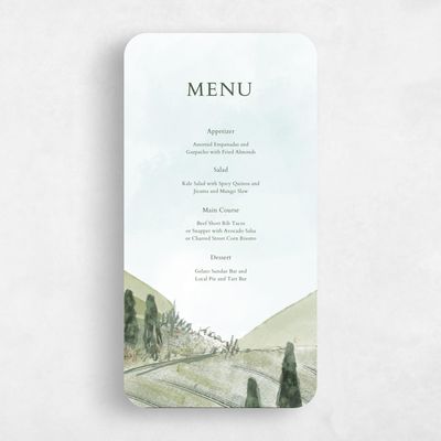 Green Rounded Wedding Menu - Oakhurst