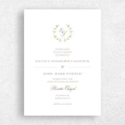 Ochre, White Wedding Invitation - Opalite Classic