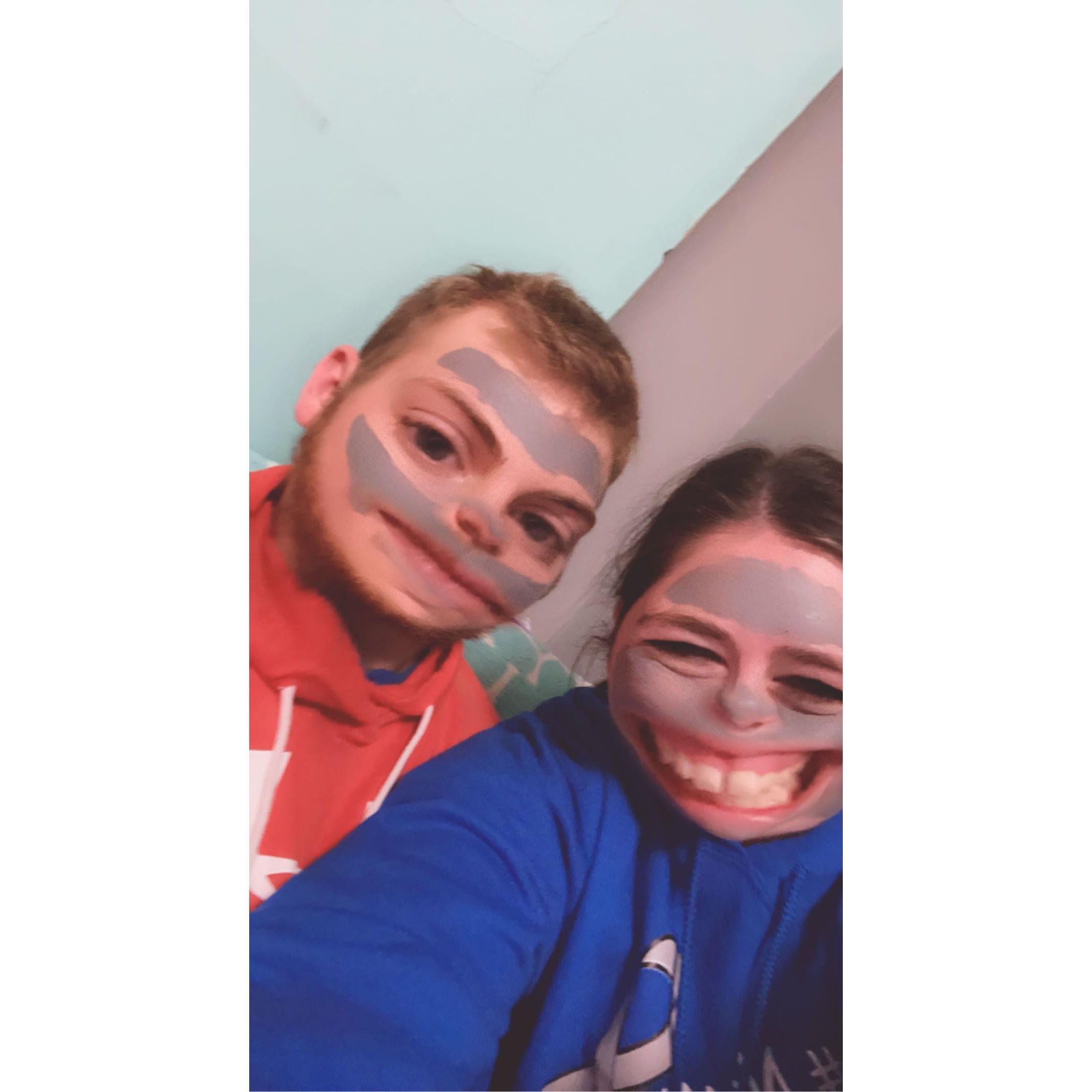When I made Walker put on a face mask with me hahaha