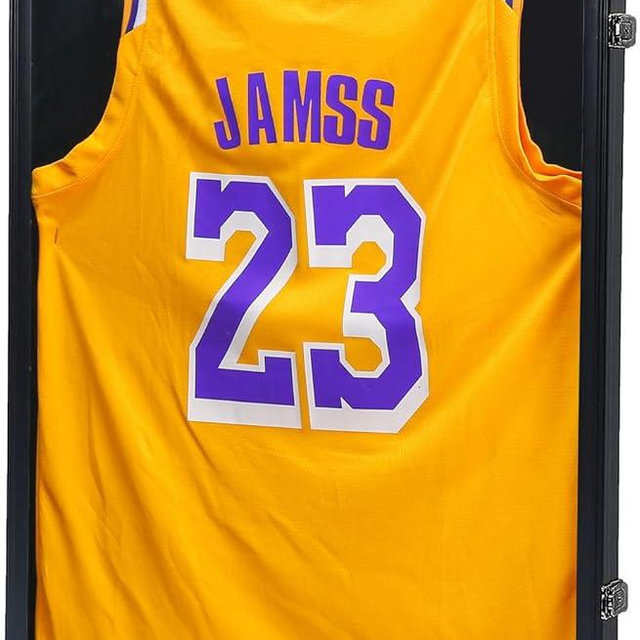 KCRasan Jersey Frame Display Case - Jersey Display Case - Large Lockable Frames Shadow Box with UV Protection for Baseball Basketball Football Soccer Hockey Sport Shirt, Black Finish, Black Locks