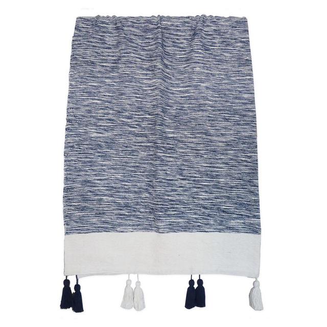 One Kings Lane Open House™ Heathered Reversible Throw Blanket in Navy/White