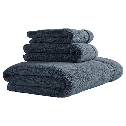 Amazon Brand – Stone & Beam Classic Egyptian Cotton Bathroom Towel Set, Set of 3, Regatta