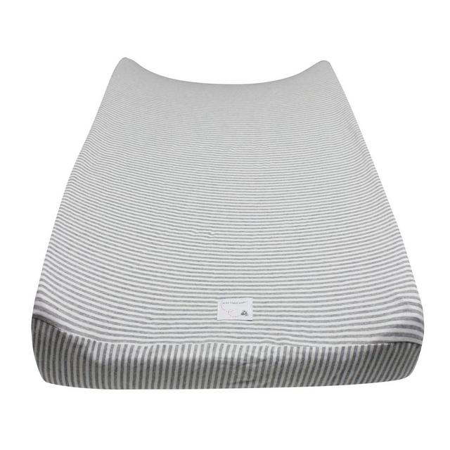 Burt's Bees Baby - Bee Essentials Stripe Changing Pad Cover, 100% Organic Changing Pad for Standard 16” x 32” Changing Pad (Heather Grey)