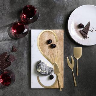 4-Piece Monogrammed Cheese Board & Knife Set