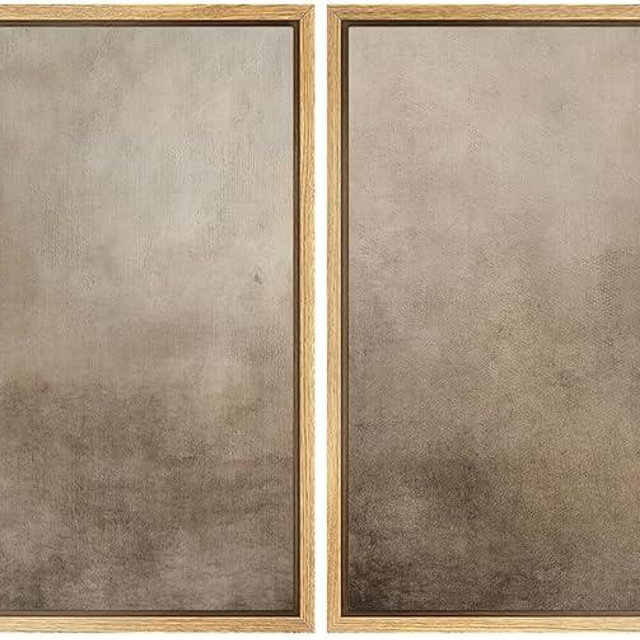 SIGNFORD Framed Canvas Print Wall Art Set Neutral Abstract Minimalist Earthy Tones Illustrations Modern Art Minimal Relax/Calm for Living Room, Bedroom, Office - 16"x16"x2 Natural