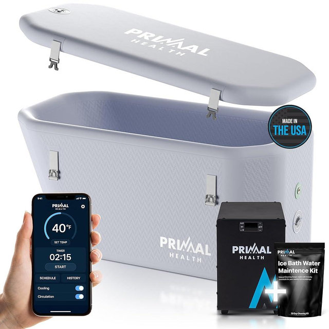 Cold Plunge Tub with Water Chiller (Maintains 37°F) – Complete Ice Bath Tub With Chiller – Ice Bath Water Chiller System with Hoses & Pumps – Cold Plunge Chiller for Recovery, Athletes & Home Use