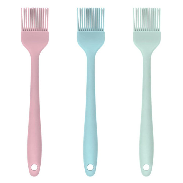 Silicone Pastry Brush Set – 3-Piece Set of Basting Brushes for Cuisine and BBQ – Kitchen Tools & Accessories with Comfortable Handles, Heat-Resistant Utensils for Cooking & Baking – Pastel Multicolor