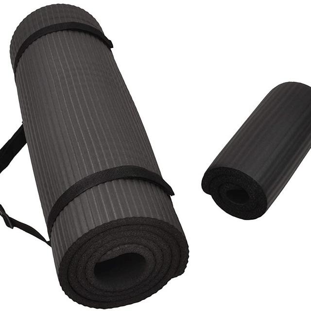 BalanceFrom GoYoga+ All-Purpose 1/2-Inch Extra Thick High Density Anti-Tear Exercise Yoga Mat and Knee Pad with Carrying Strap