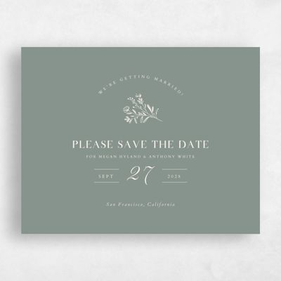 Deep Sage, Green Wedding Save the Date - Bellisi Landscape