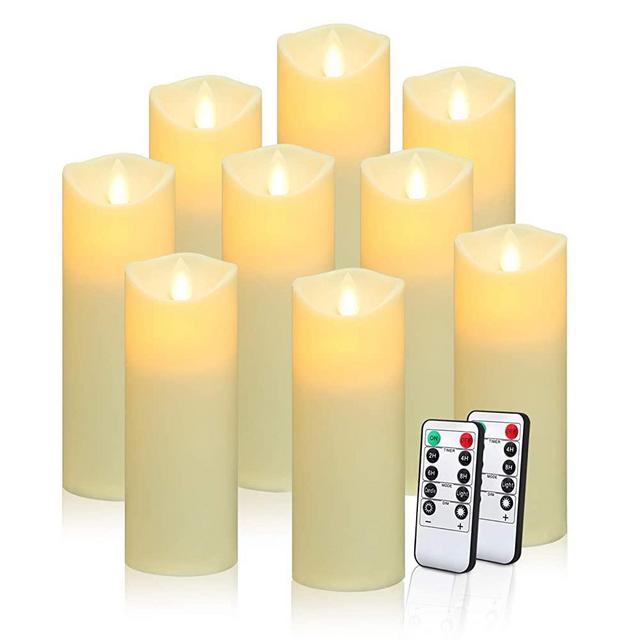 Flameless Candles Flickering Exquisite Frosted Plastic Candles Battery Operated Candles Outdoor Heat Resistant Include Realistic Dancing LED Flames and 10-Key Remote Control with 24-Hour Timer