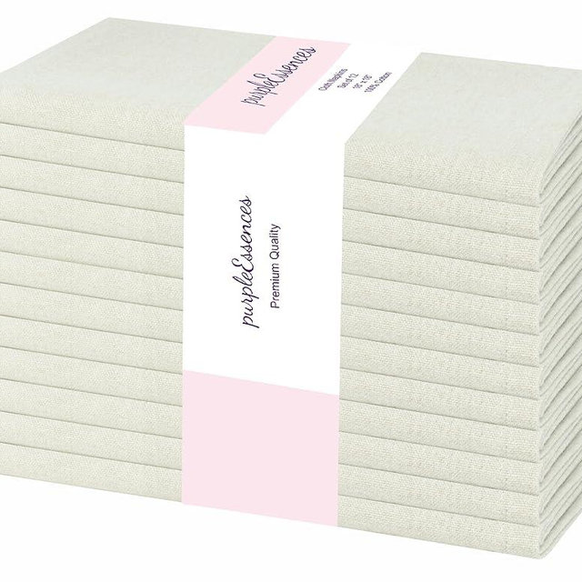 PurpleEssences Set of 12 Cloth Dinner Napkins 100% Cotton 18x18 Inch - Soft Durable Washable - Ideal for Farmhouse Party Spring Summer Easter - Perfect Everyday Use Table Linen - Royal Linen