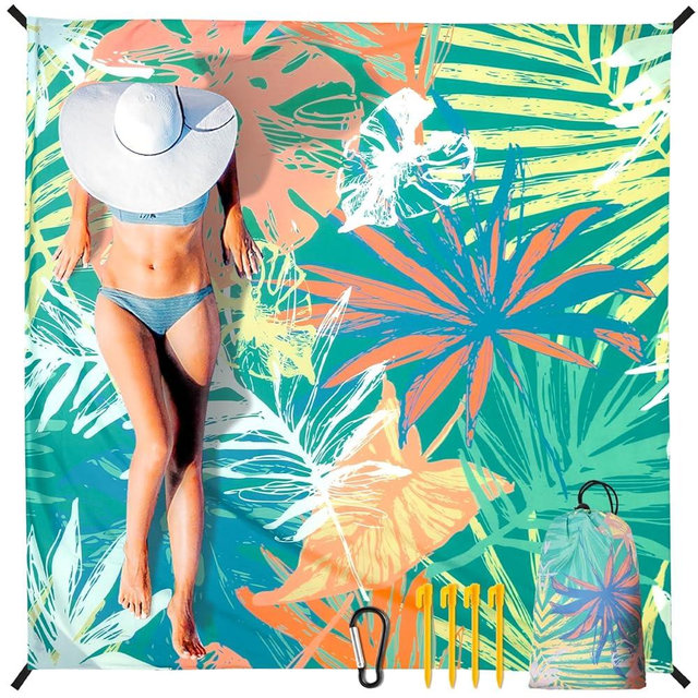 HIHOHO Beach Blanket Waterproof Sandproof Extra Large Beach Mat 79" X 83"/120"x108"for 1-8 Adults Quick Drying Durable Outdoor Picnic Mat for Beach Travel Camping Hiking