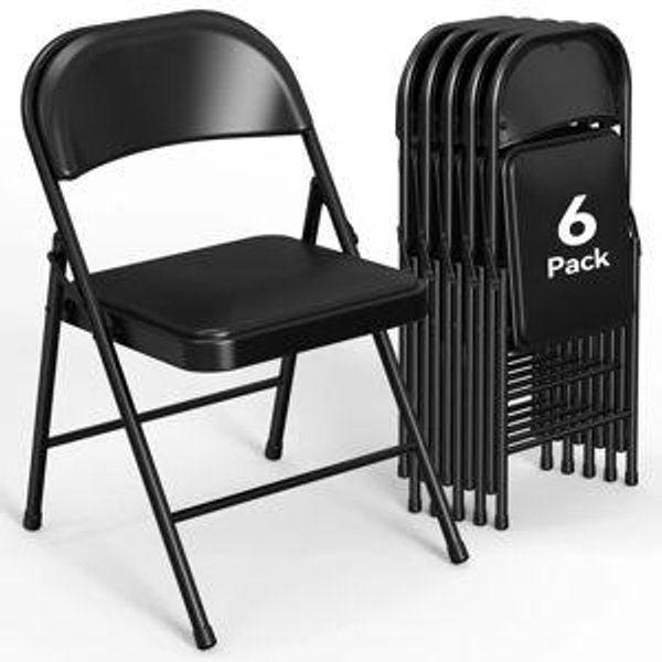WLLJOY 6 Pack Folding Chairs with Comfortable Cushion, Leather Padded Cushion Chair with Stainless Steel Frame for Home and Office, Gatherings