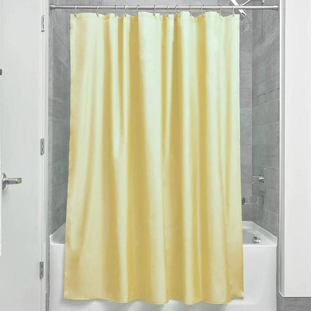iDesign Fabric Shower Curtain, Water-Repellent and Mold- and Mildew-Resistant Liner for Master, Guest, Kid's, College Dorm Bathroom, 72" x 72" - Yellow