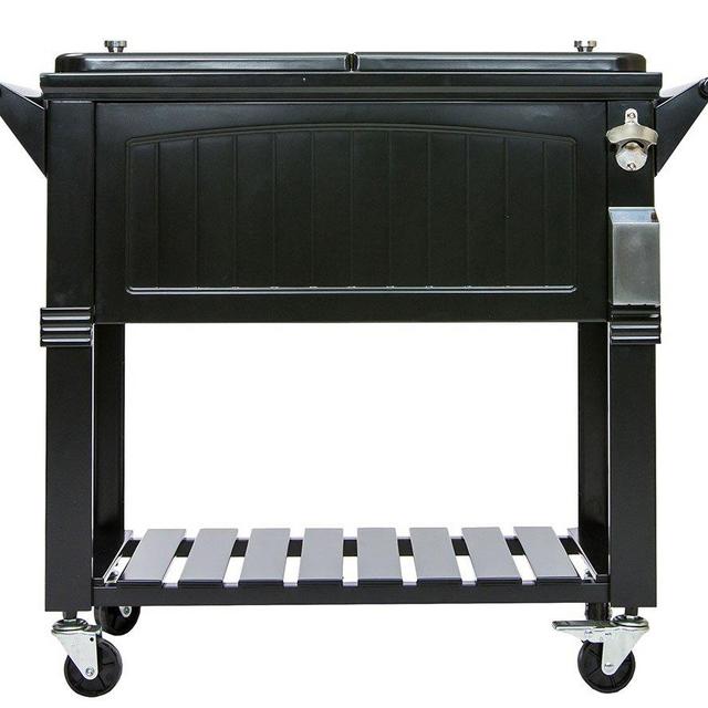 Permasteel 80 Quart Portable Rolling Patio Party Cooler in Antique Black