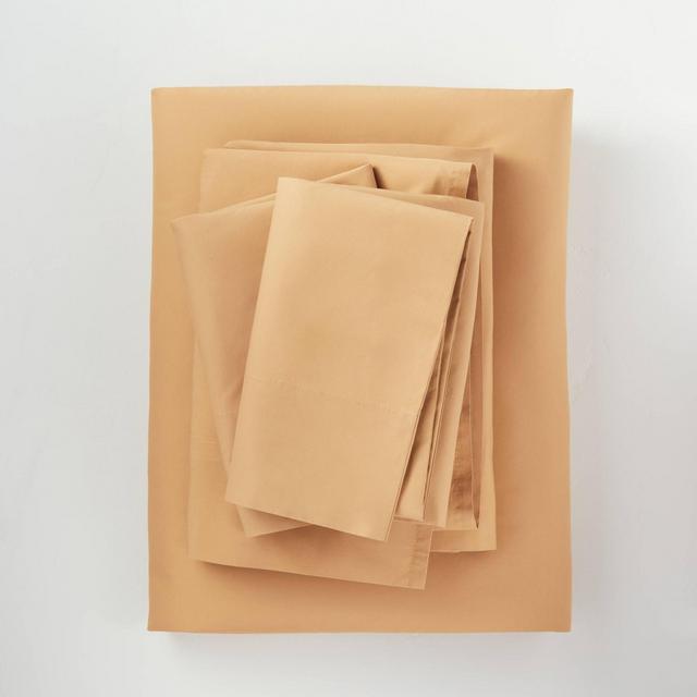 Queen Washed Supima Percale Solid Sheet Set Honey - Casaluna™