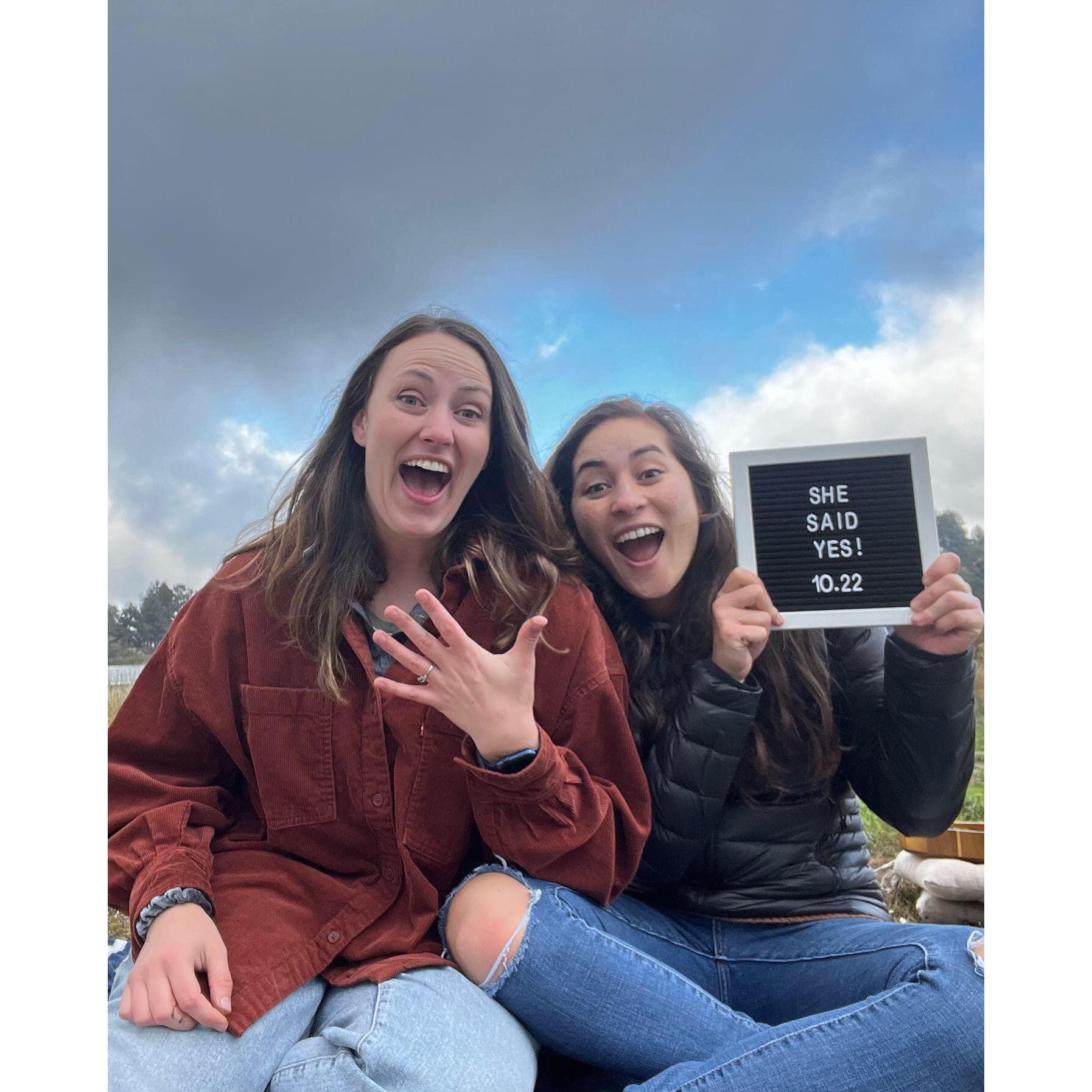 Erin proposed to Meaghan on October 22, 2022 at Lake Cuyamaca, about an hour east of San Diego near Julian, CA.
