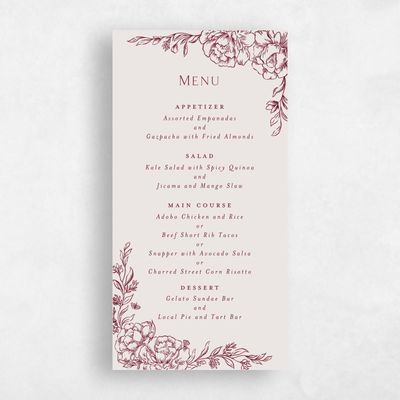Dark Burgundy, Red Wedding Menu - Armoise