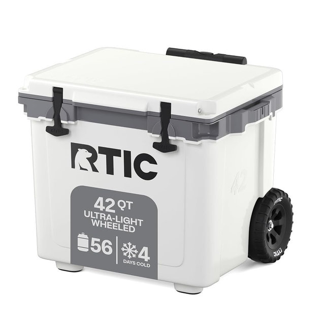 RTIC 42 Quart Ultra-Light Wheeled Hard Cooler Insulated | Portable Ice Chest Box for Beach, Drink, Beverage, Camping, Picnic, Fishing, Boat, Barbecue, 30% Lighter Than Rotomolded