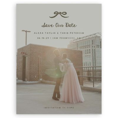 Dark Khaki, Grey Wedding Digital Save the Date - Emelia Photo