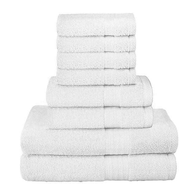 Glamburg Ultra Soft 8-Piece Towel Set - 100% Pure Ringspun Cotton, Contains 2 Oversized Bath Towels 30x54, 2 Hand Towels 16x28, 4 Wash Cloths 13x13 - Ideal for Everyday use, Hotel & Spa - White