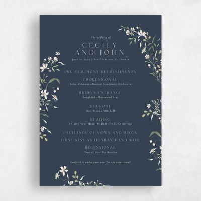 Grayed Navy, Blue Wedding Program - Tansy